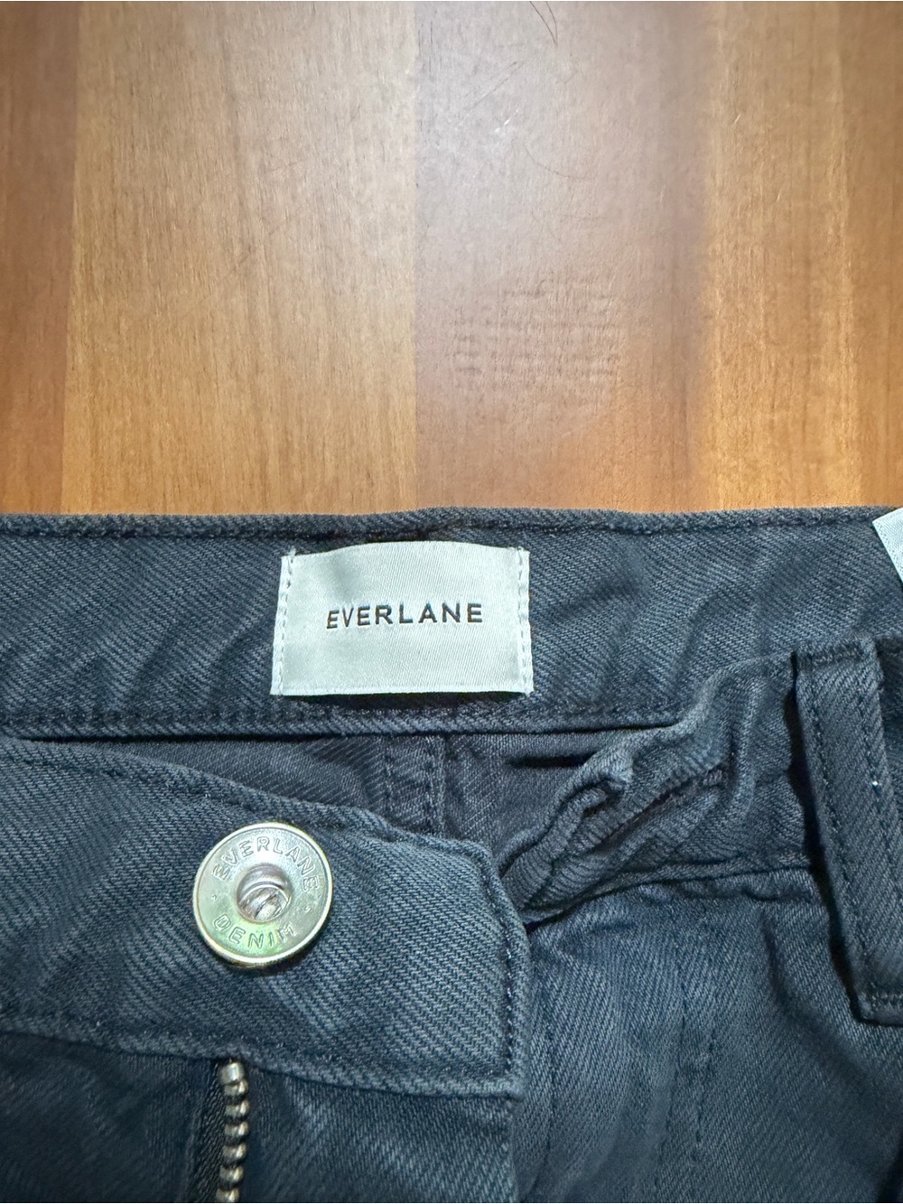 Everlane Black Straight-Leg Jeans with Branded Button